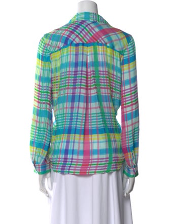 L'Agence Plaid Print Long Sleeve Button-Up Top