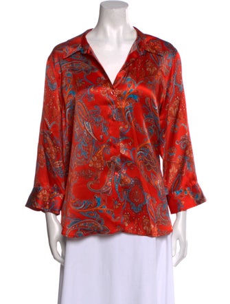 L'Agence Silk Paisley Print Blouse
