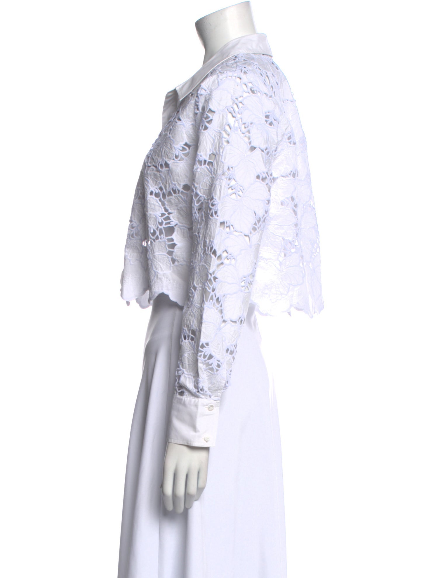 L'Agence Lace Pattern Long Sleeve Crop Top