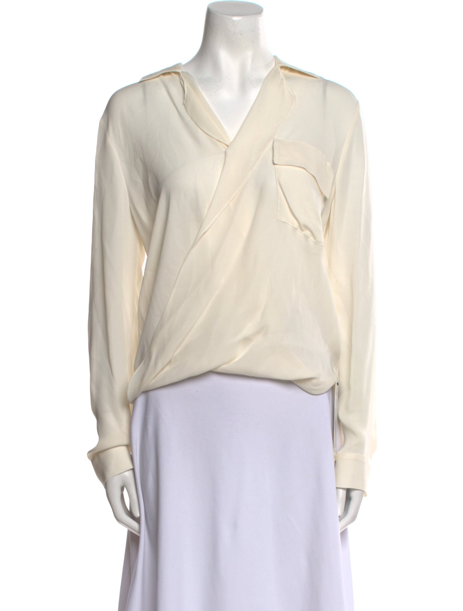 L'Agence Silk V-Neck Blouse