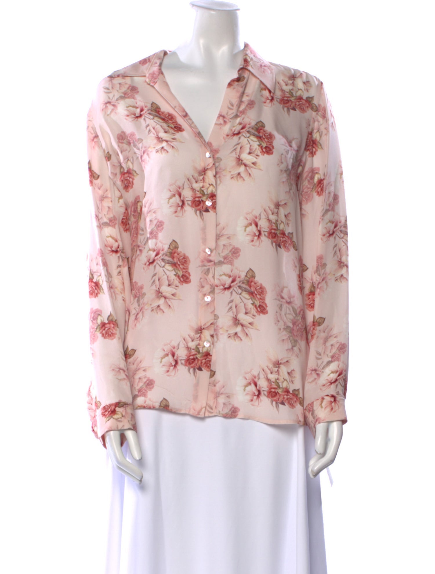 L'Agence Silk Floral Print Blouse