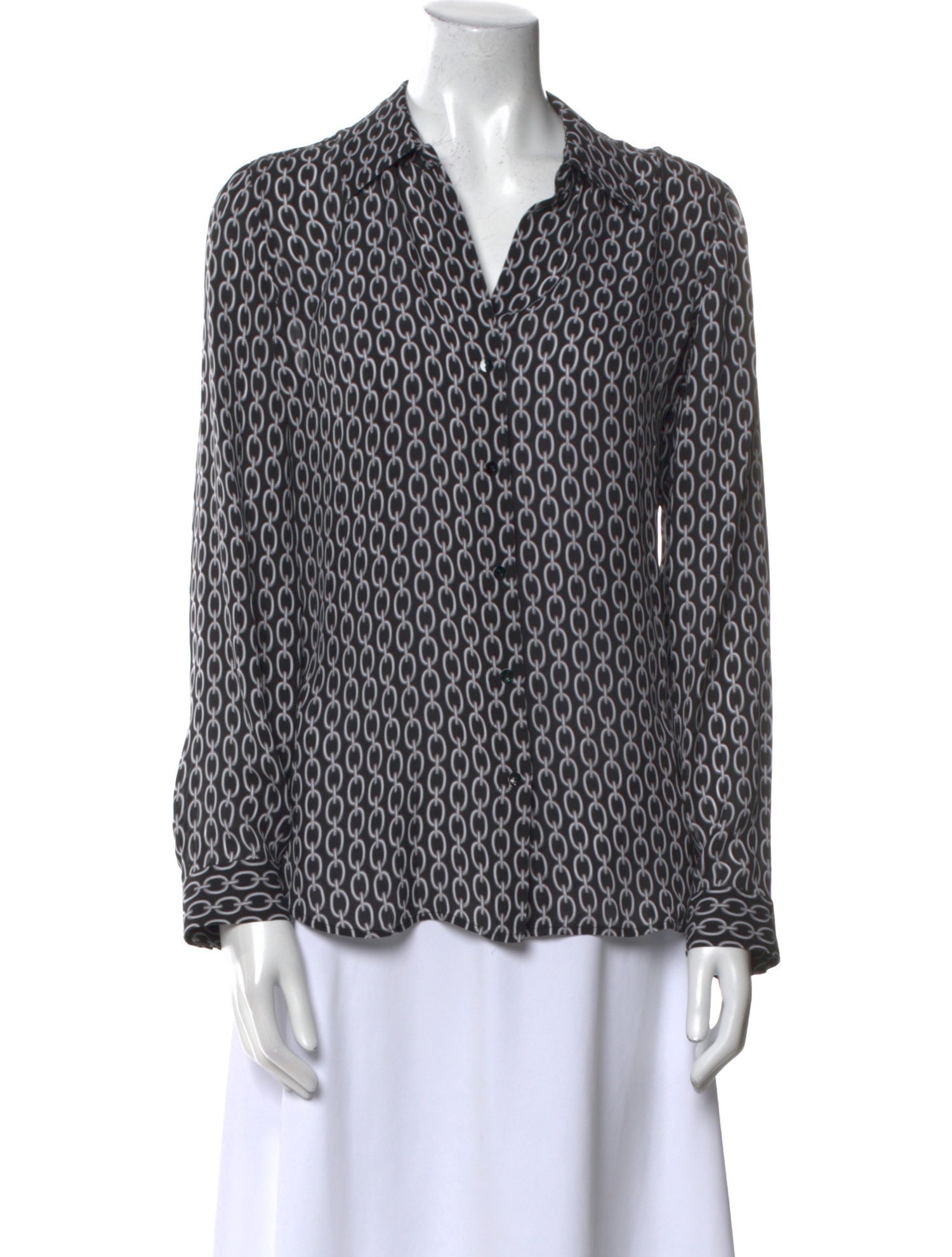 L'Agence Silk Printed Button-Up Top