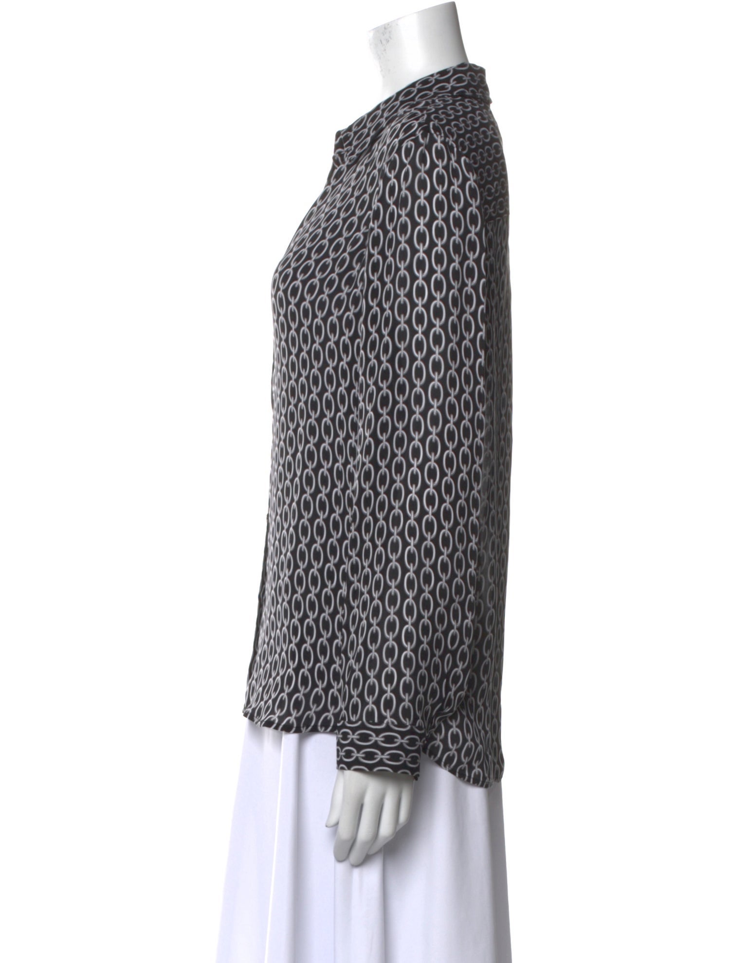 L'Agence Silk Printed Button-Up Top