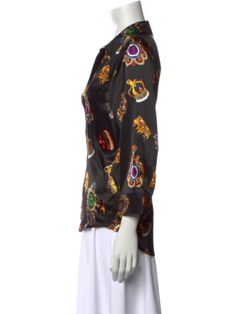 L'Agence Silk Printed Button-Up Top