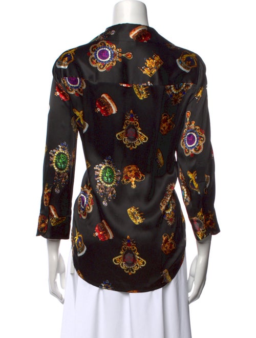 L'Agence Silk Printed Button-Up Top