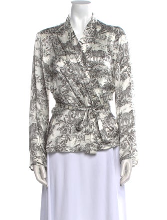 L'Agence Silk Printed Button-Up Top