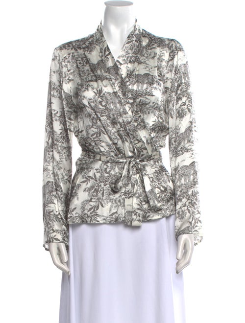 L'Agence Silk Printed Button-Up Top