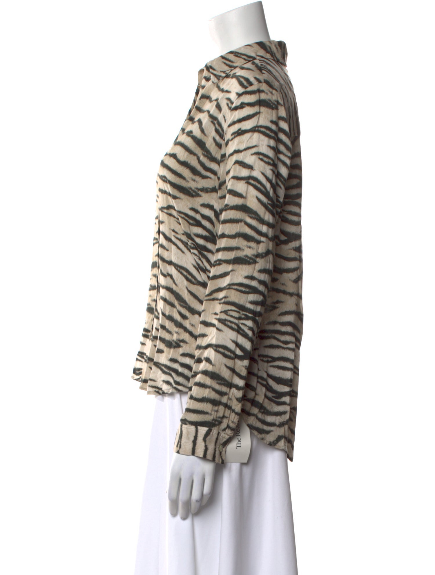 L'Agence Animal Print Long Sleeve Button-Up Top