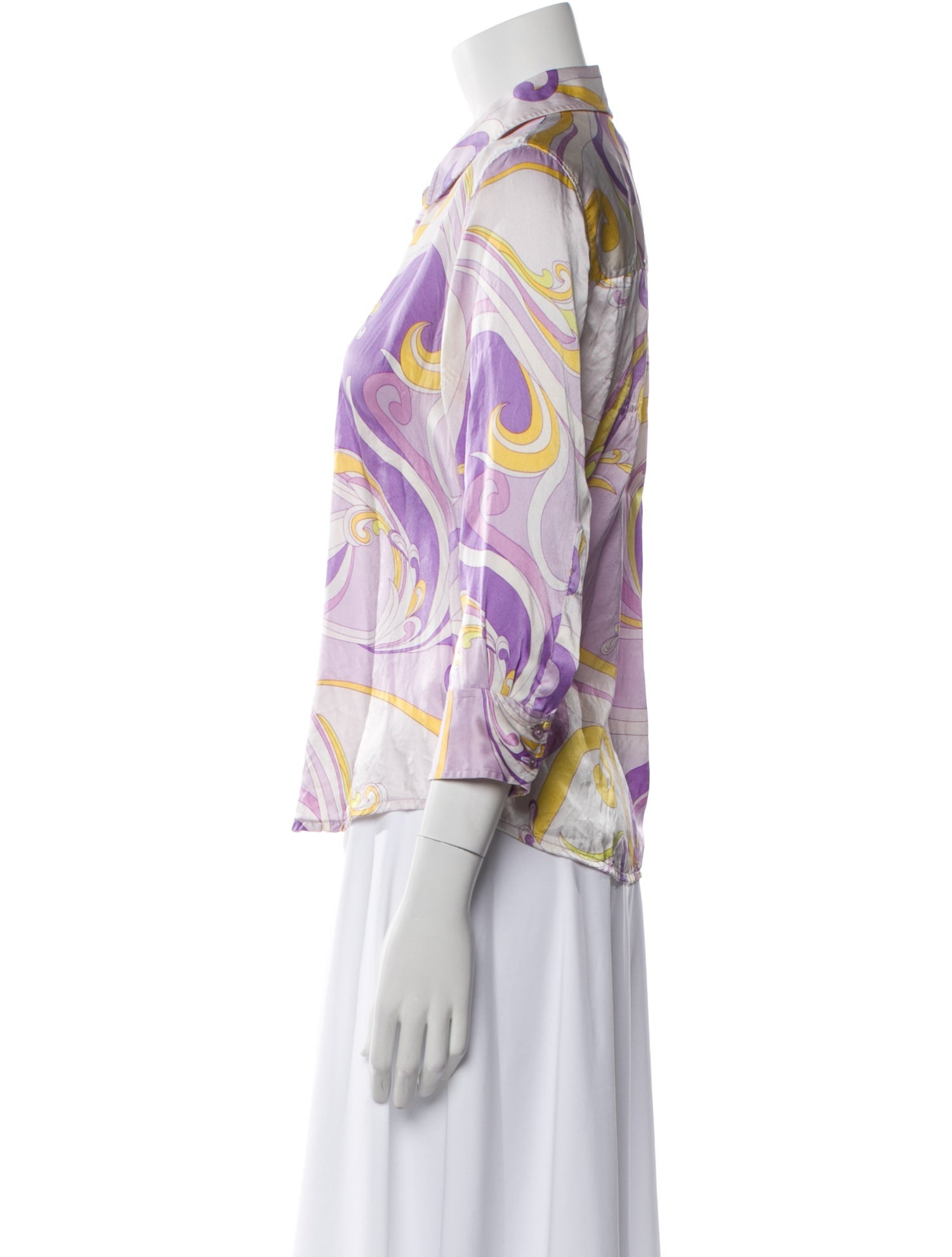 L'Agence Silk Printed Button-Up Top