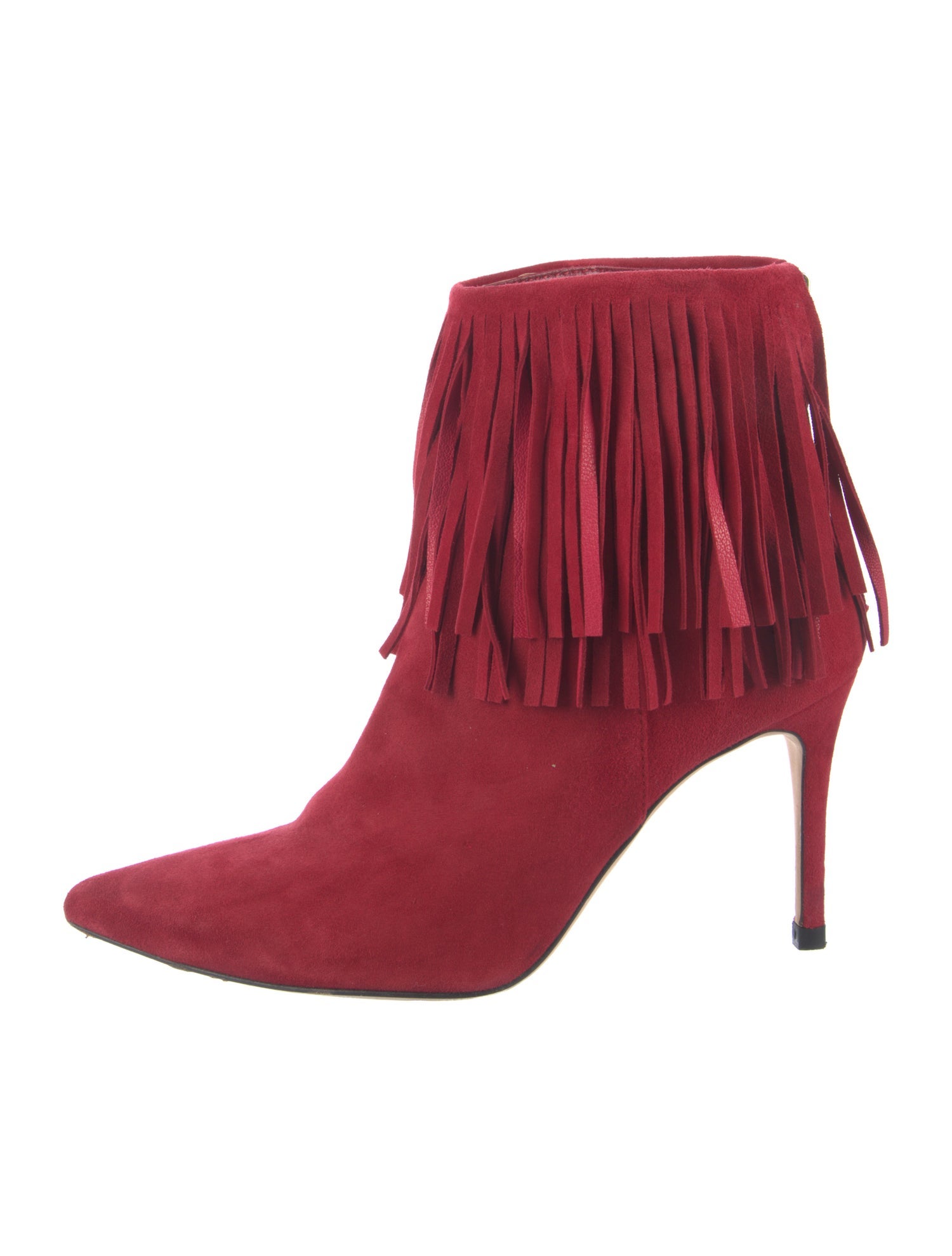 L'Agence Suede Fringe Trim Accent Western Boots