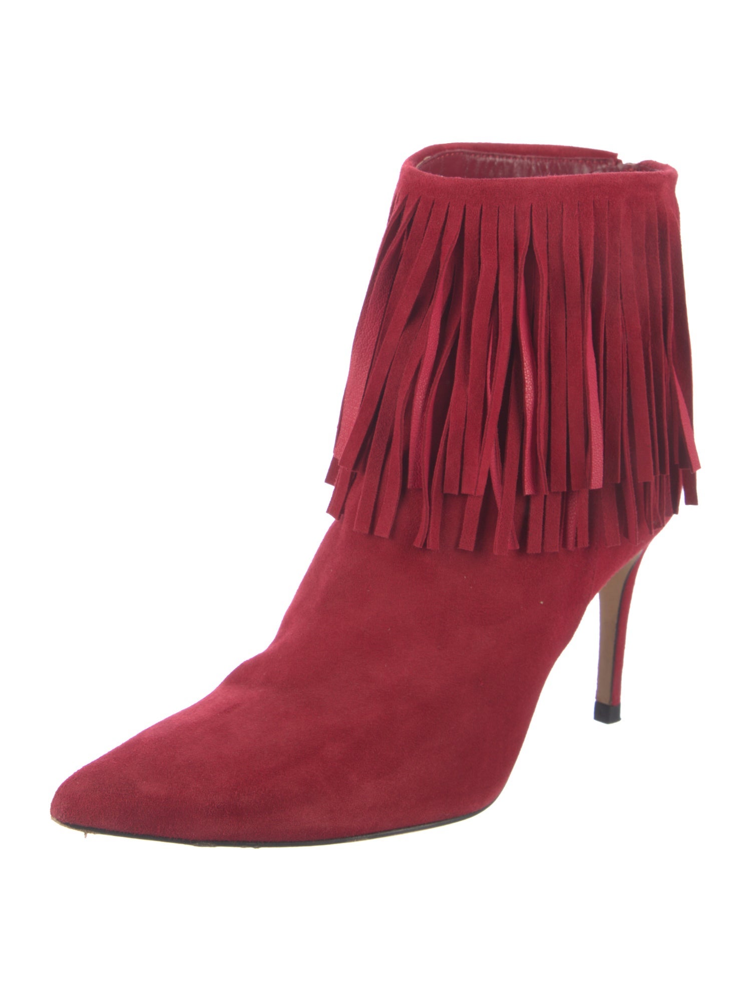 L'Agence Suede Fringe Trim Accent Western Boots