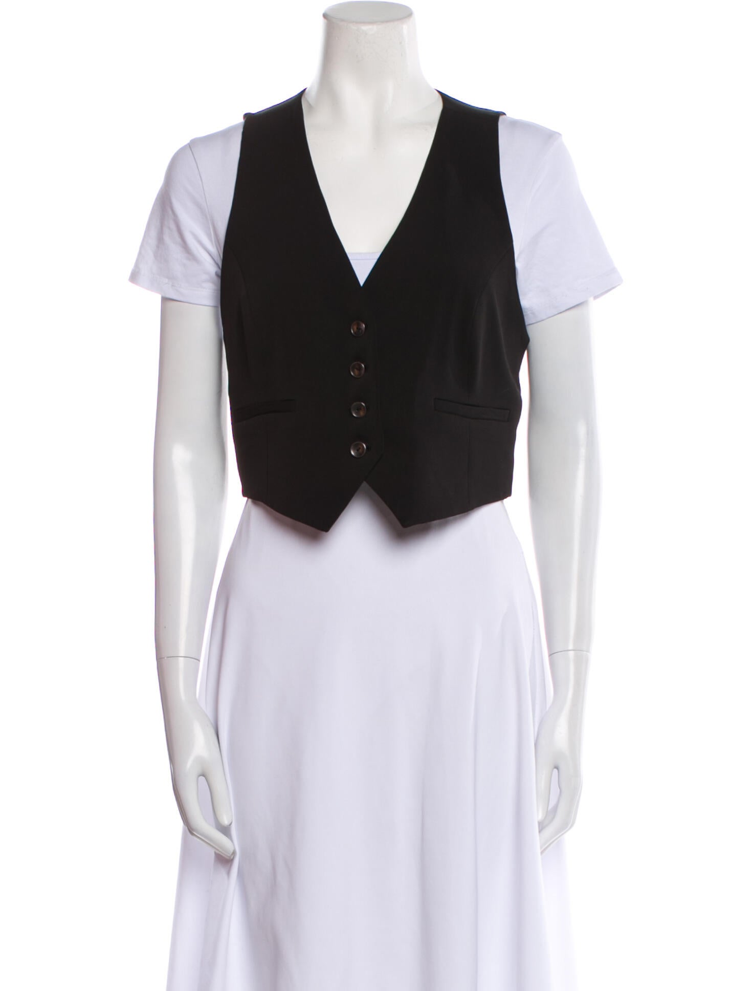 L'Agence V-Neck Short Sleeve Crop Top