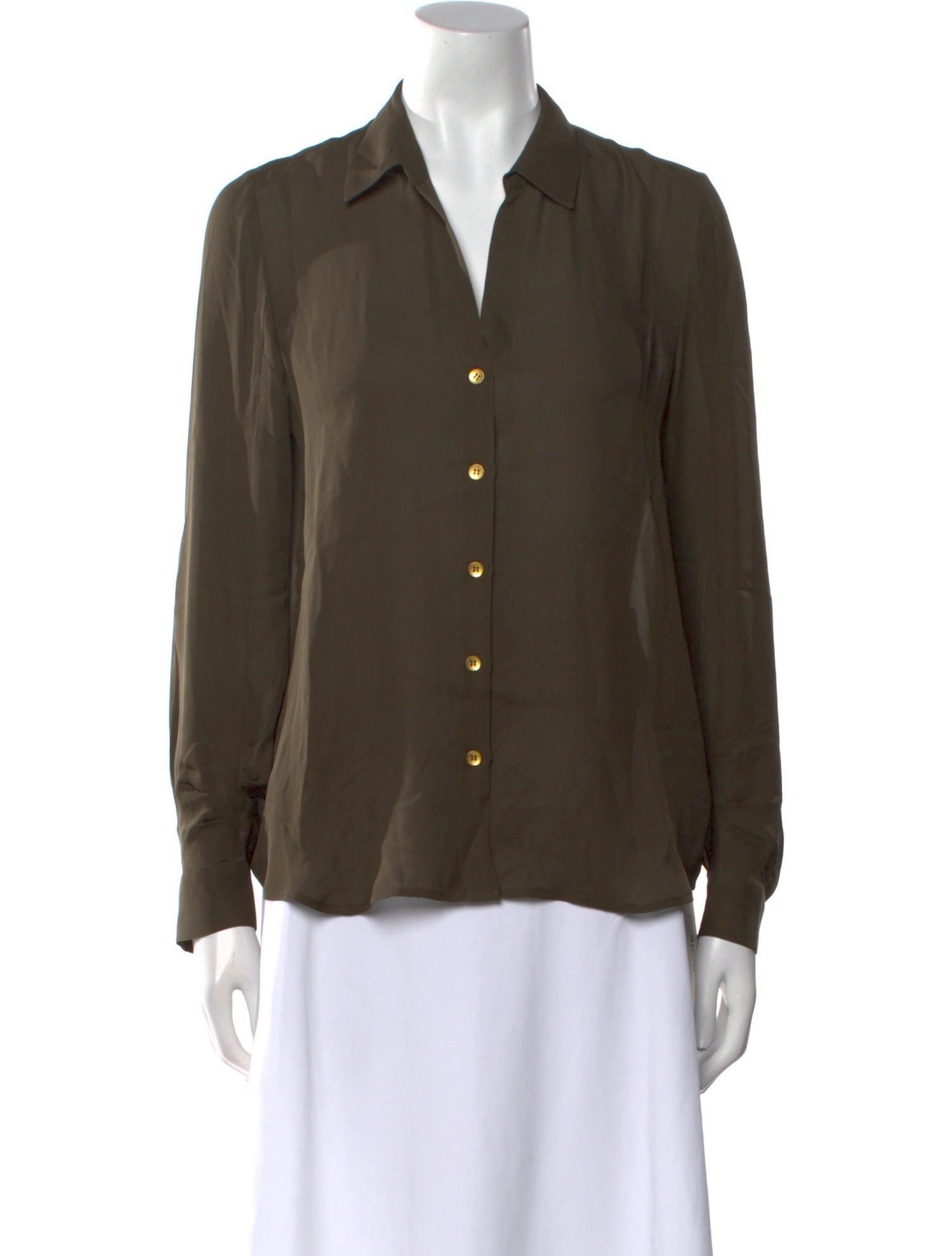 L'Agence Silk Long Sleeve Button-Up Top