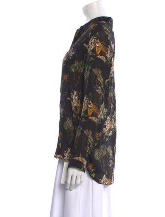 L'Agence Silk Floral Print Blouse