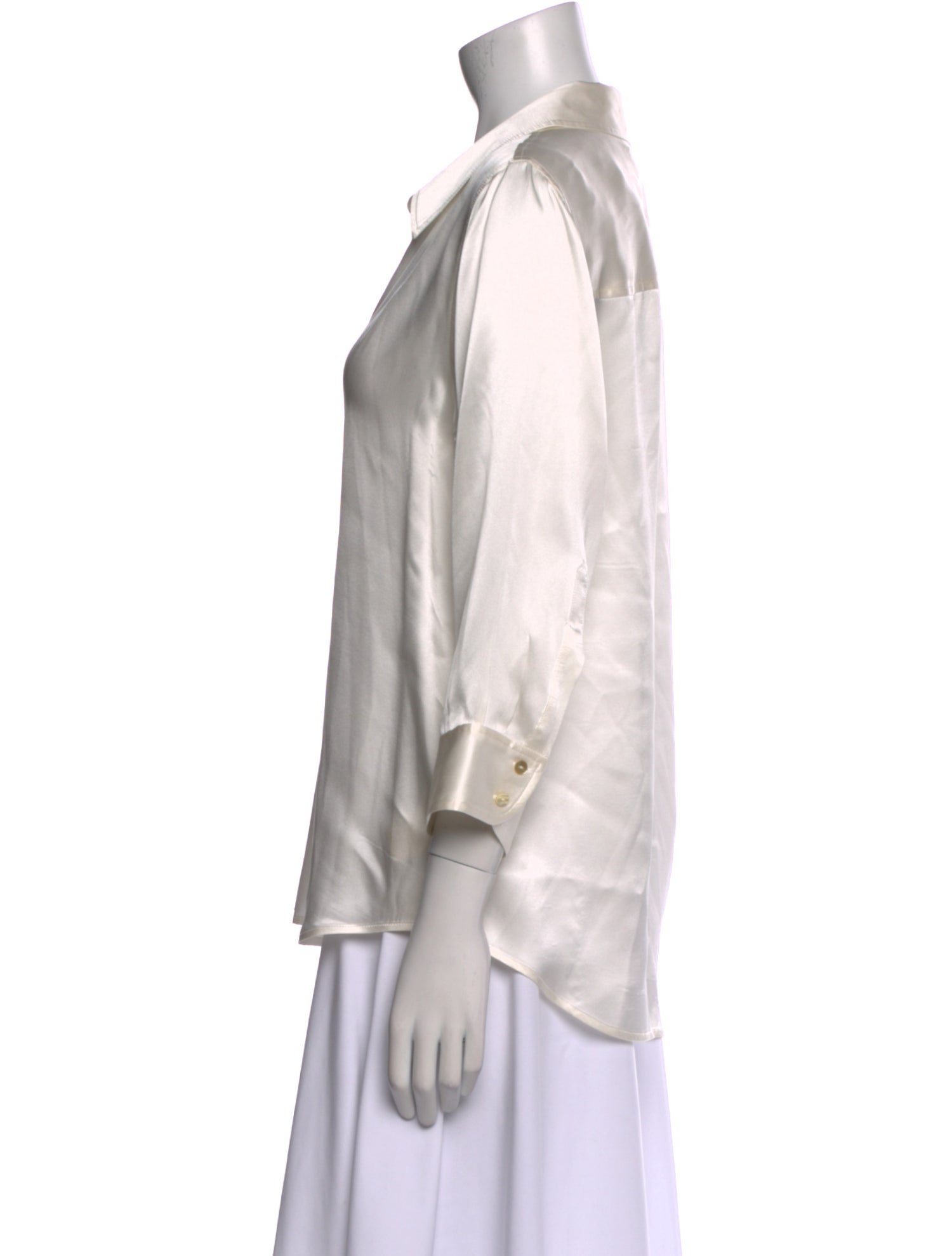 L'Agence Silk Three-Quarter Sleeve Button-Up Top