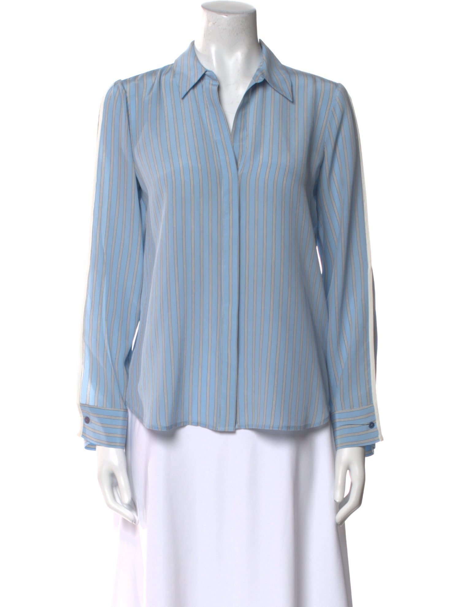 L'Agence Silk Striped Button-Up Top