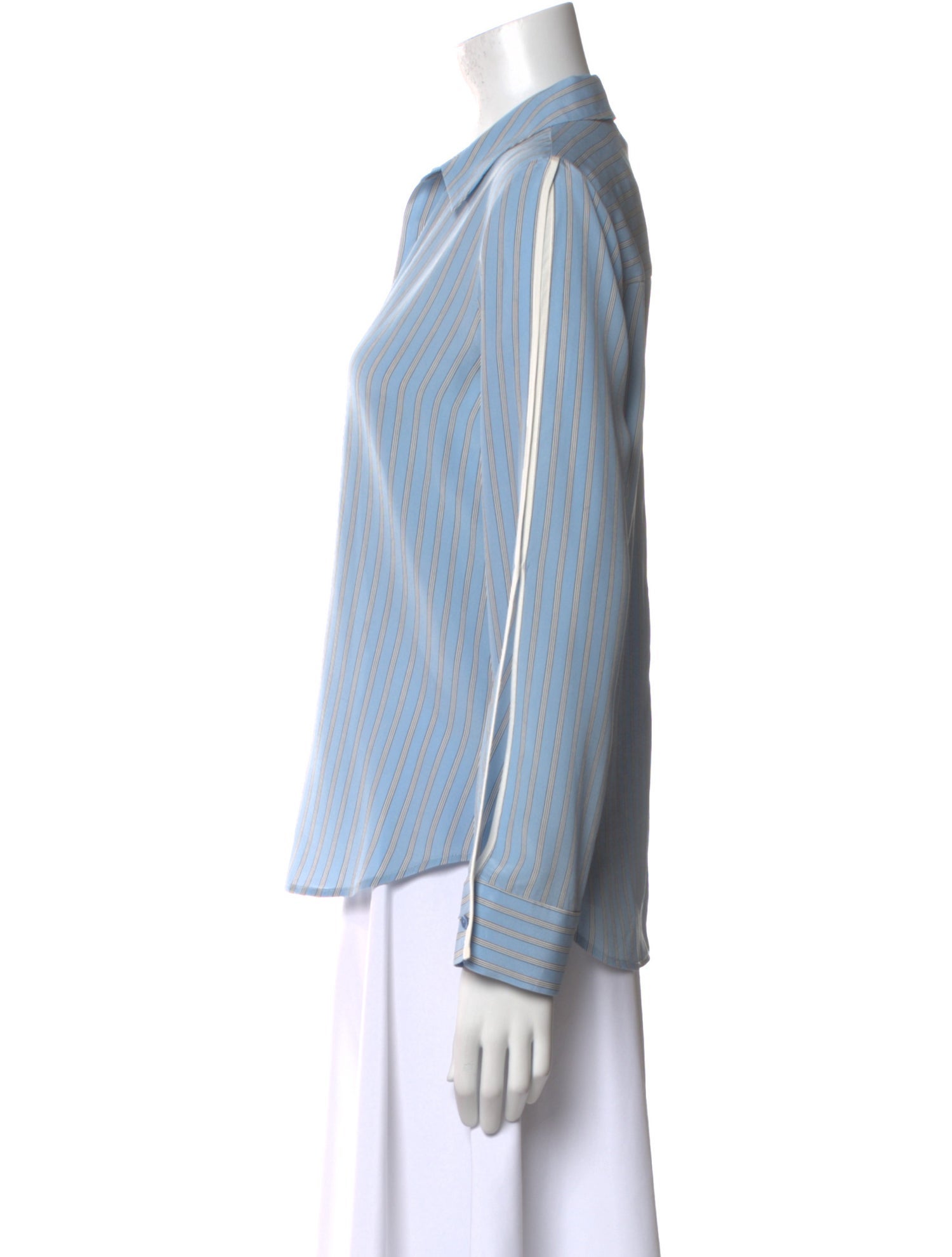 L'Agence Silk Striped Button-Up Top