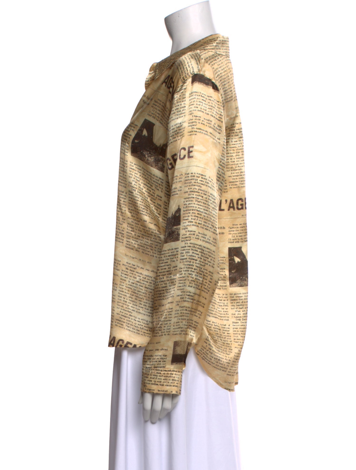 L'Agence Silk Printed Button-Up Top w/ Tags