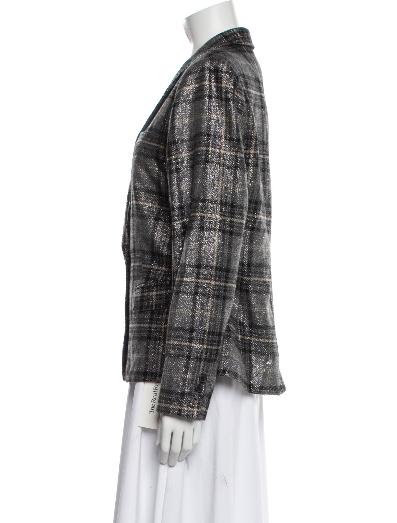 L'Agence Wool Plaid Print Blazer