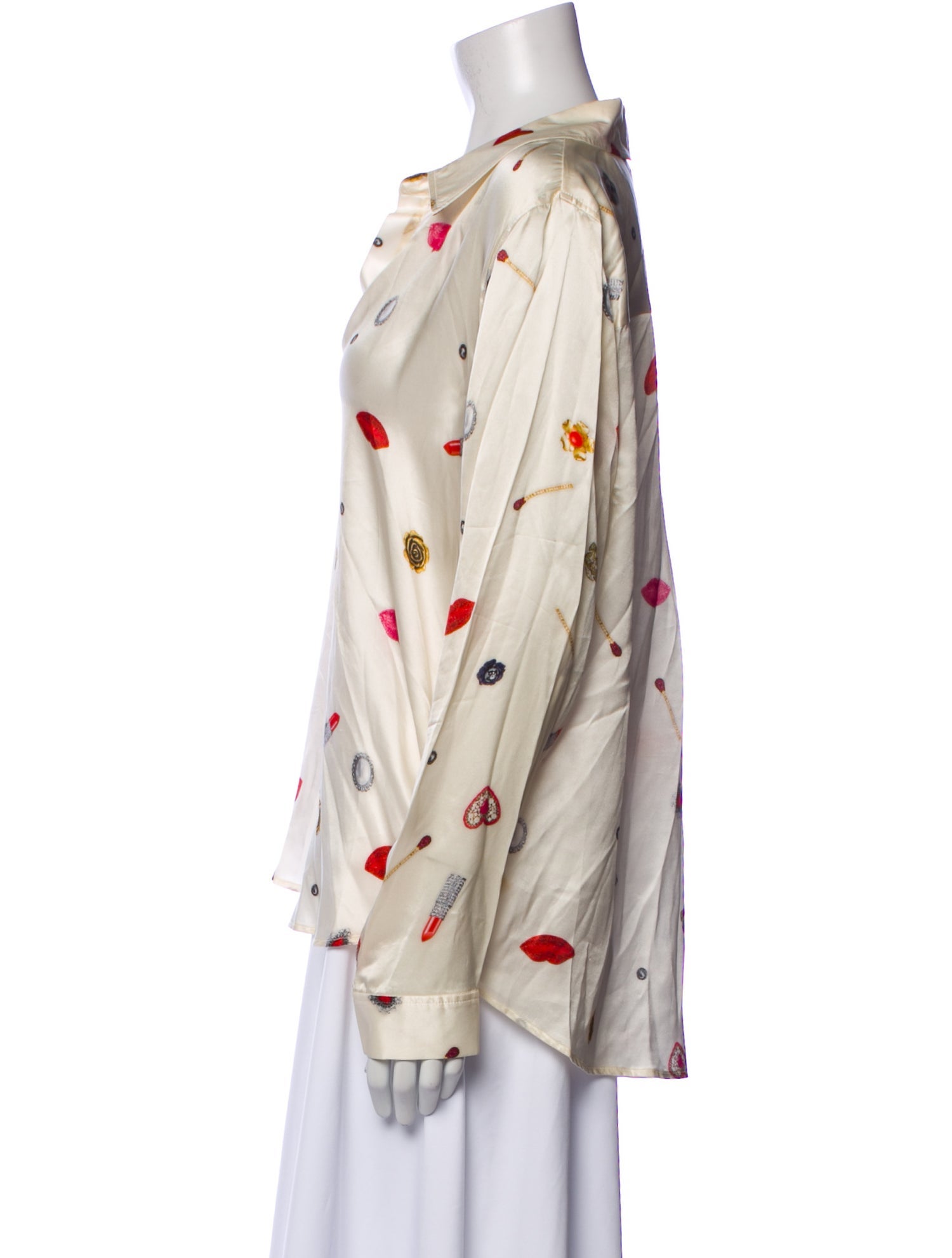 L'Agence Silk Printed Button-Up Top