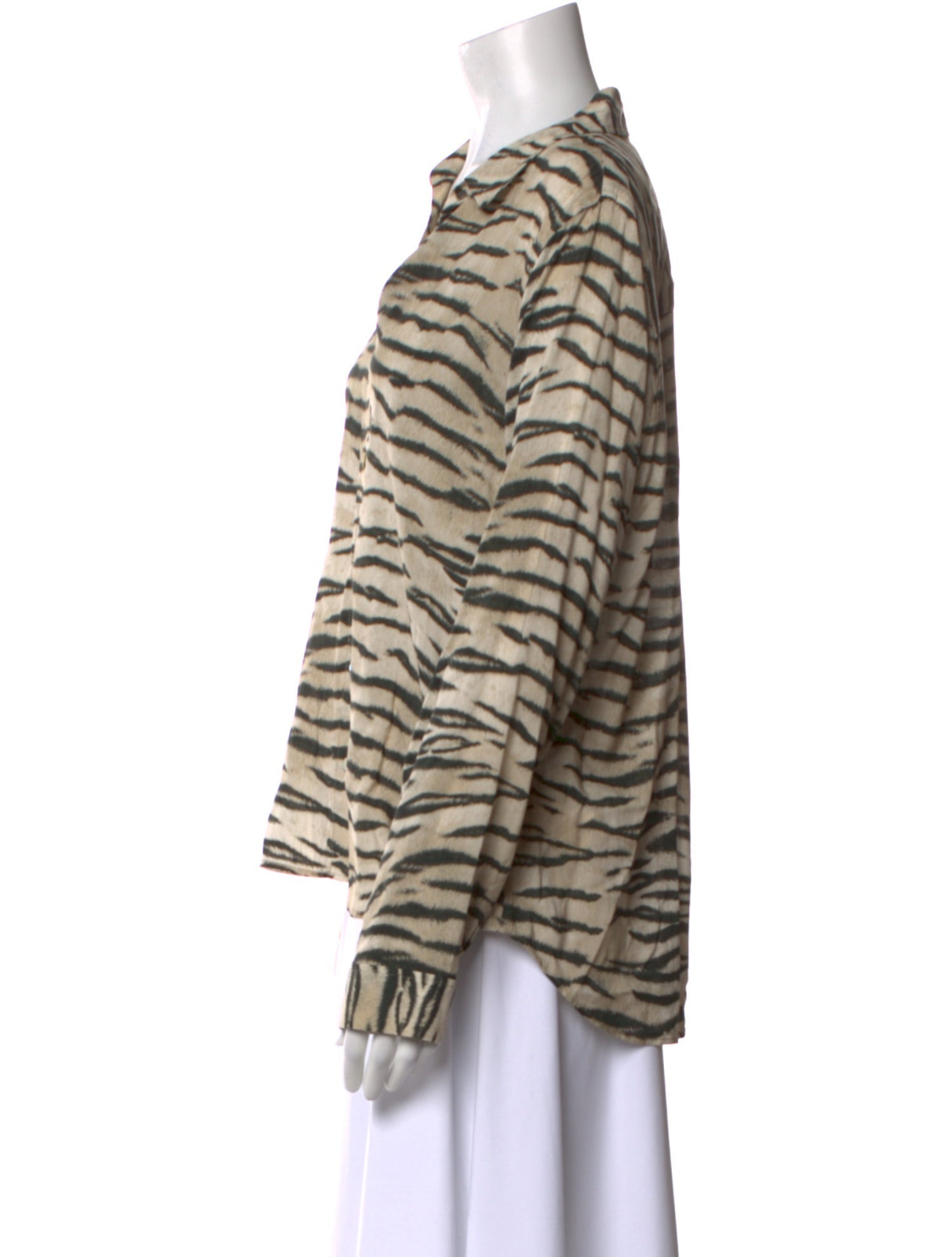 L'Agence Animal Print V-Neck Button-Up Top