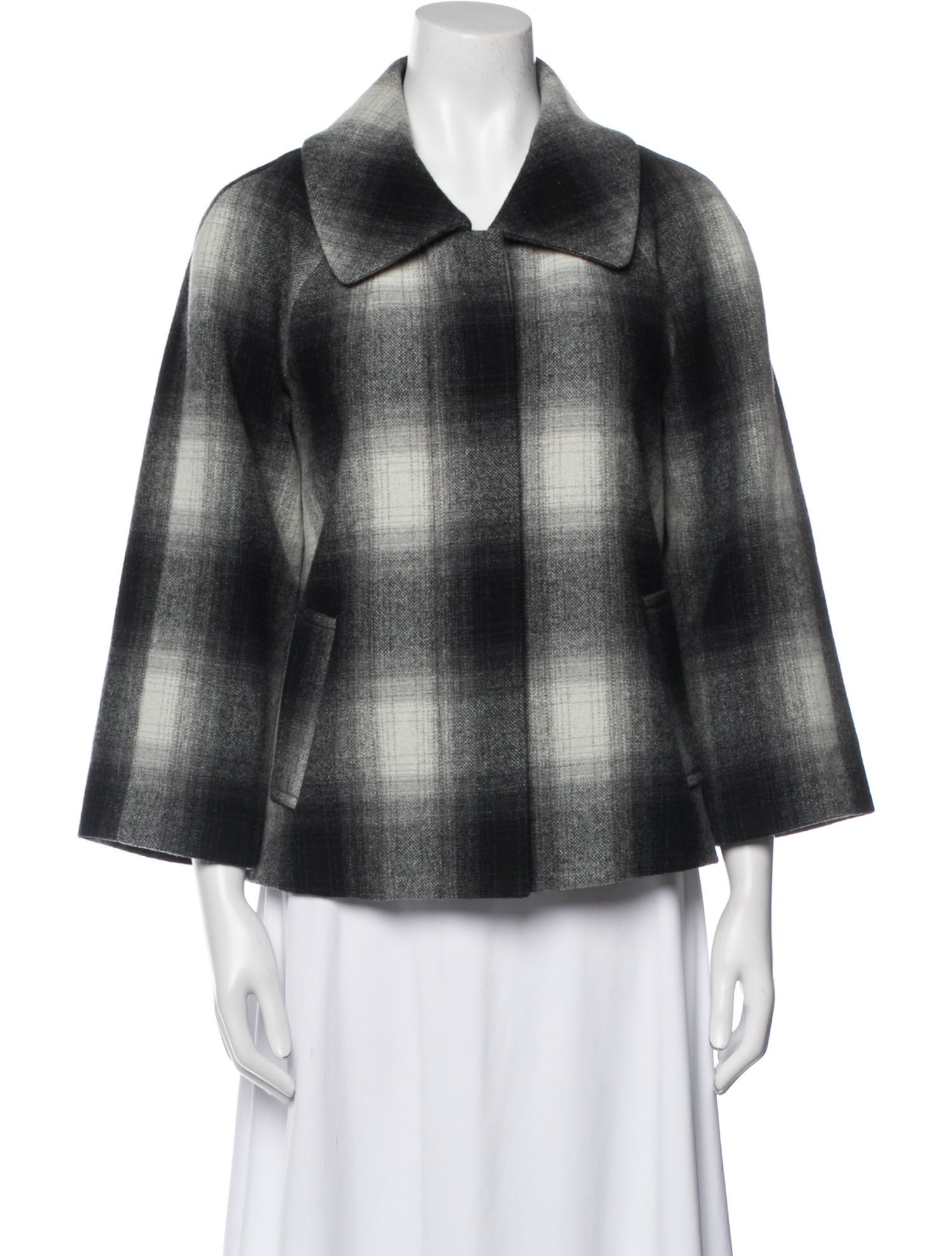 L'Agence Wool Plaid Print Jacket