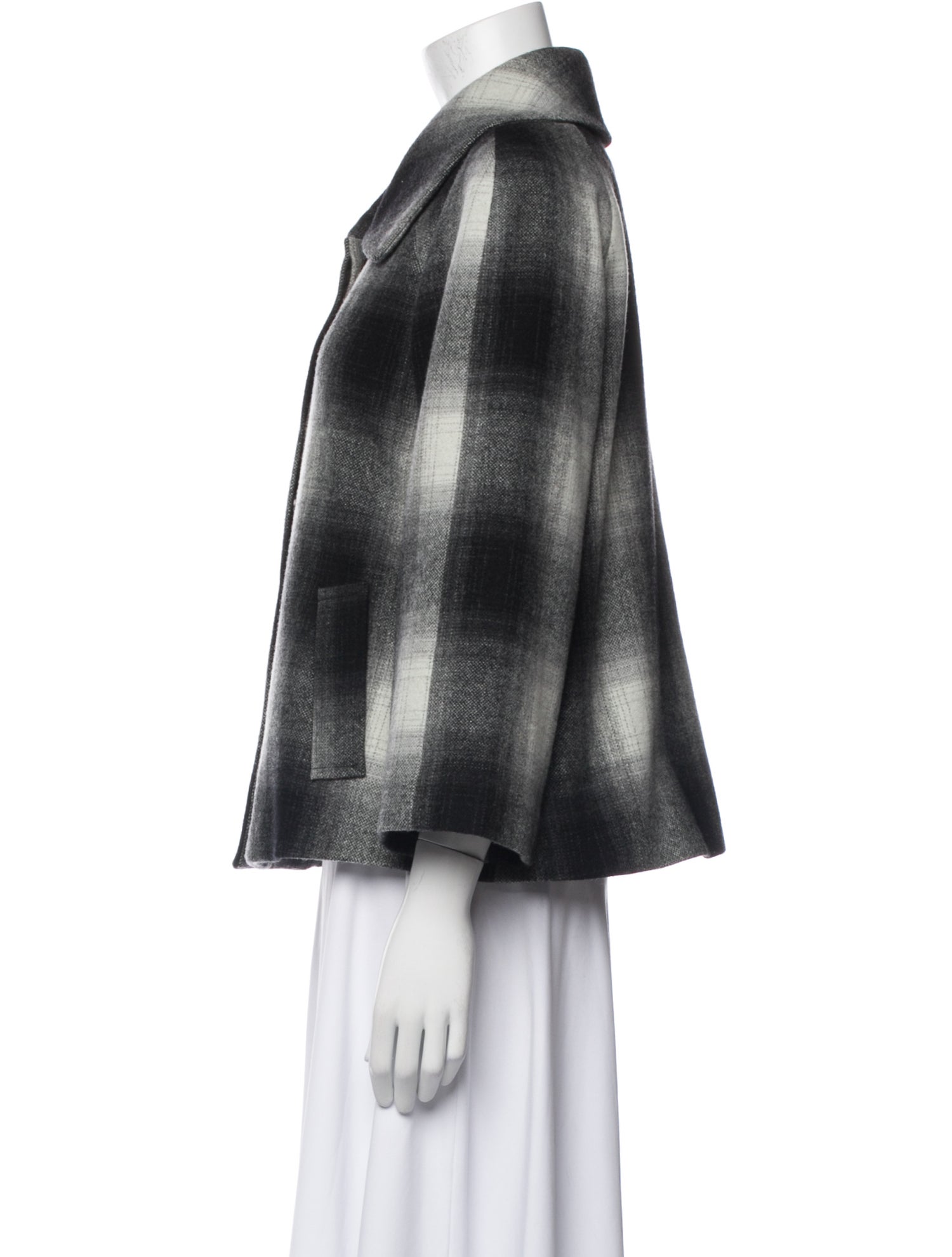 L'Agence Wool Plaid Print Jacket