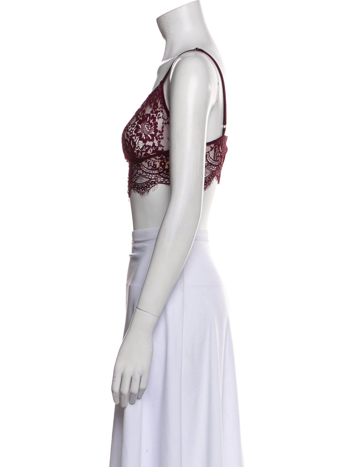 L'Agence Lace Lace Pattern Crop Top