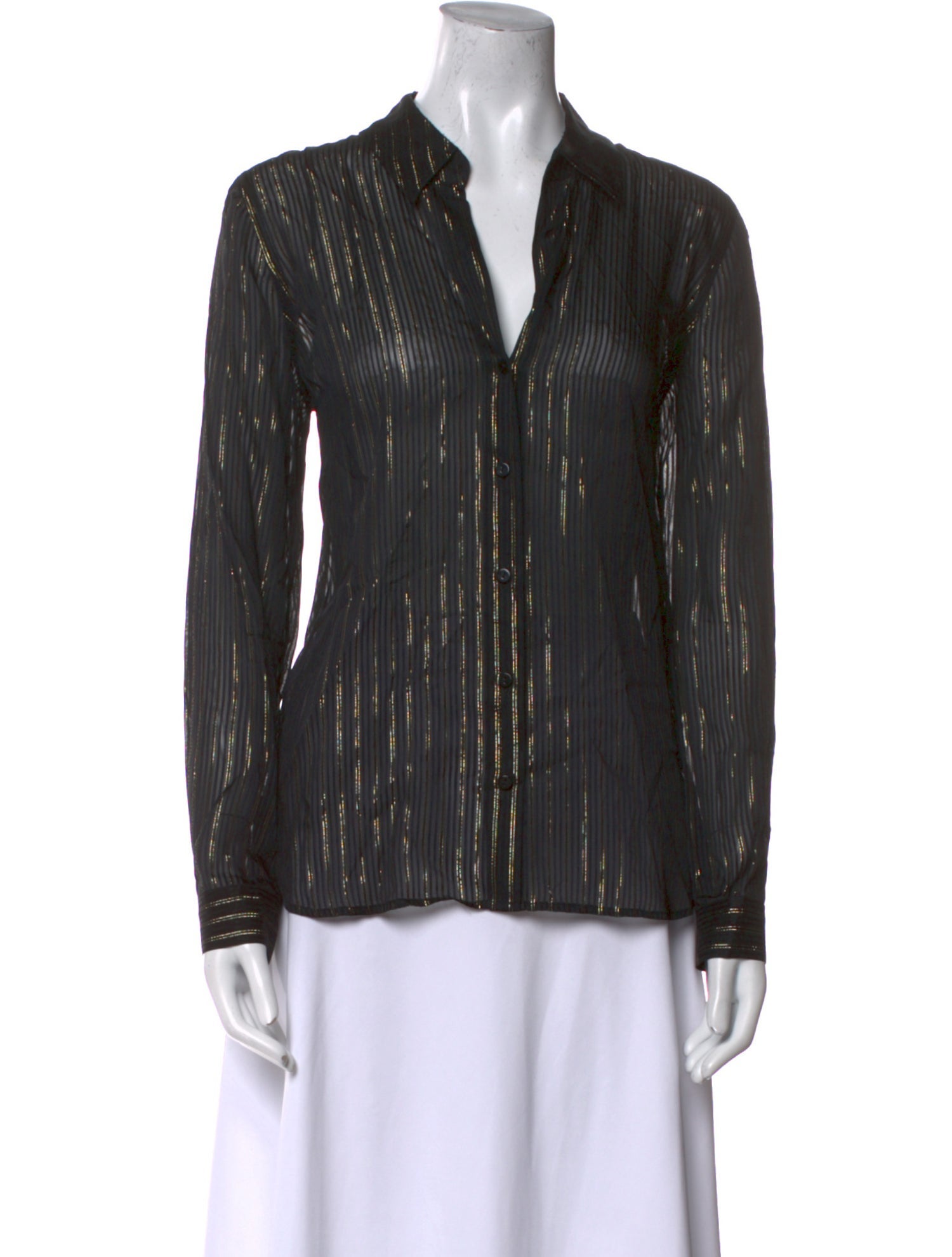 L'Agence Striped V-Neck Blouse