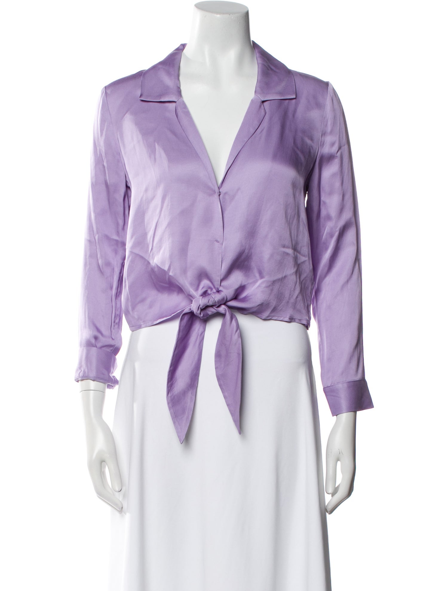 L'Agence V-Neck Three-Quarter Sleeve Blouse