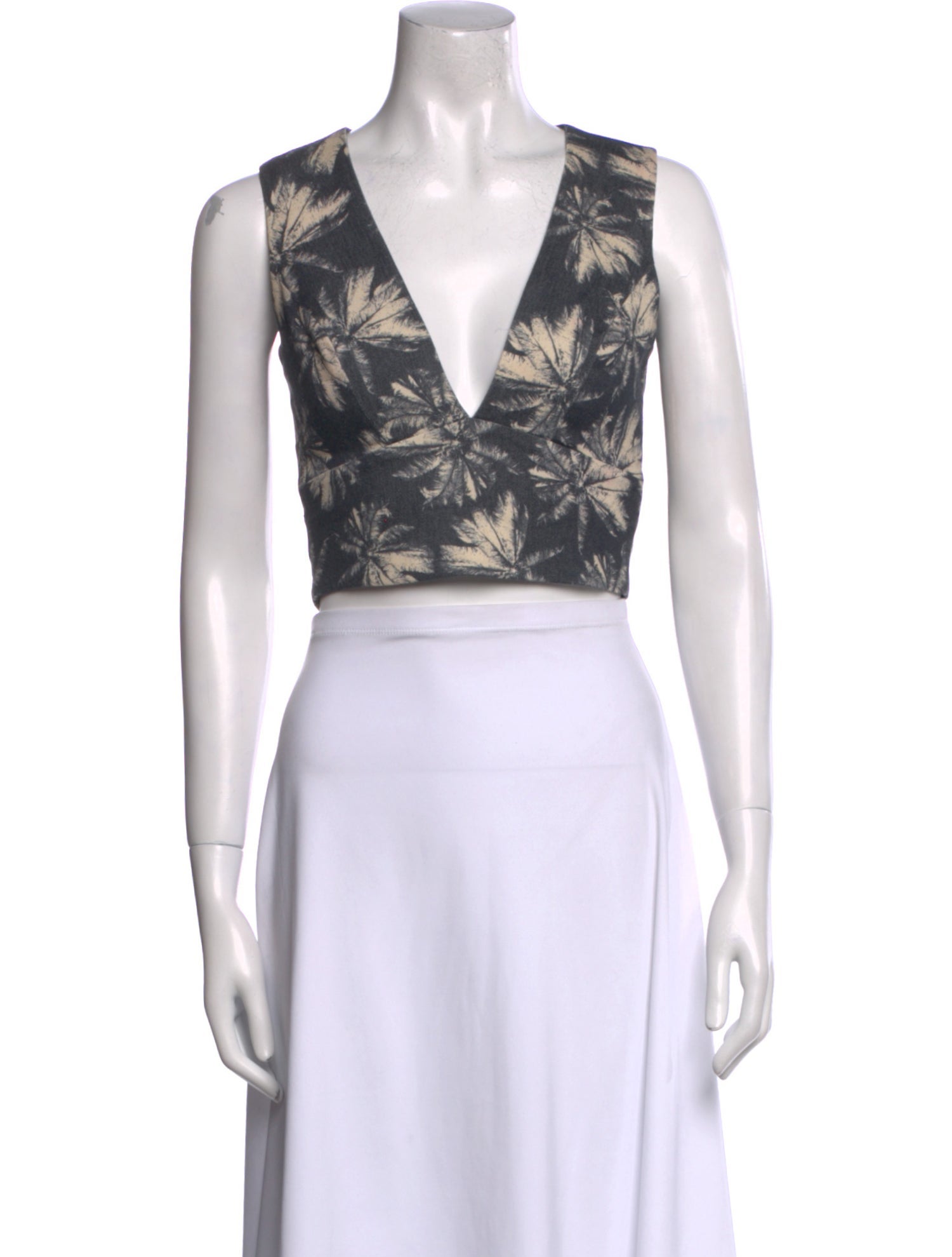 L'Agence Printed V-Neck Crop Top