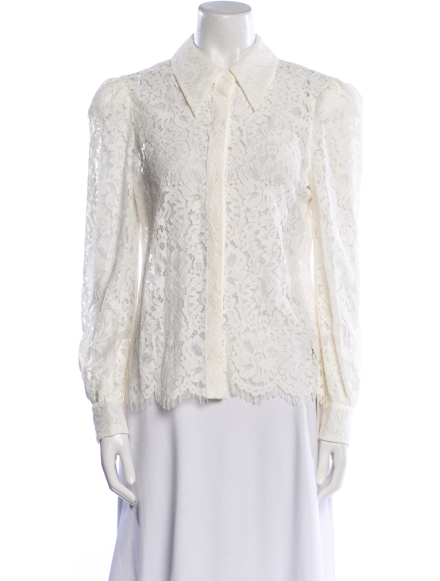 L'Agence Lace Pattern Long Sleeve Button-Up Top