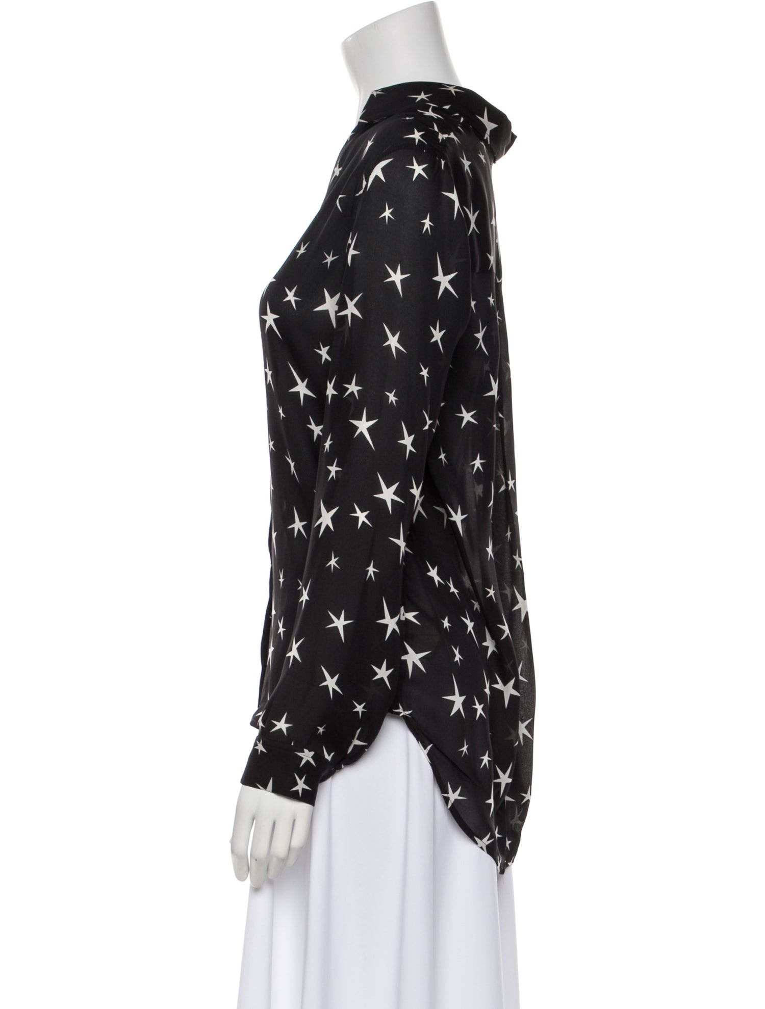 L'Agence Silk Printed Button-Up Top