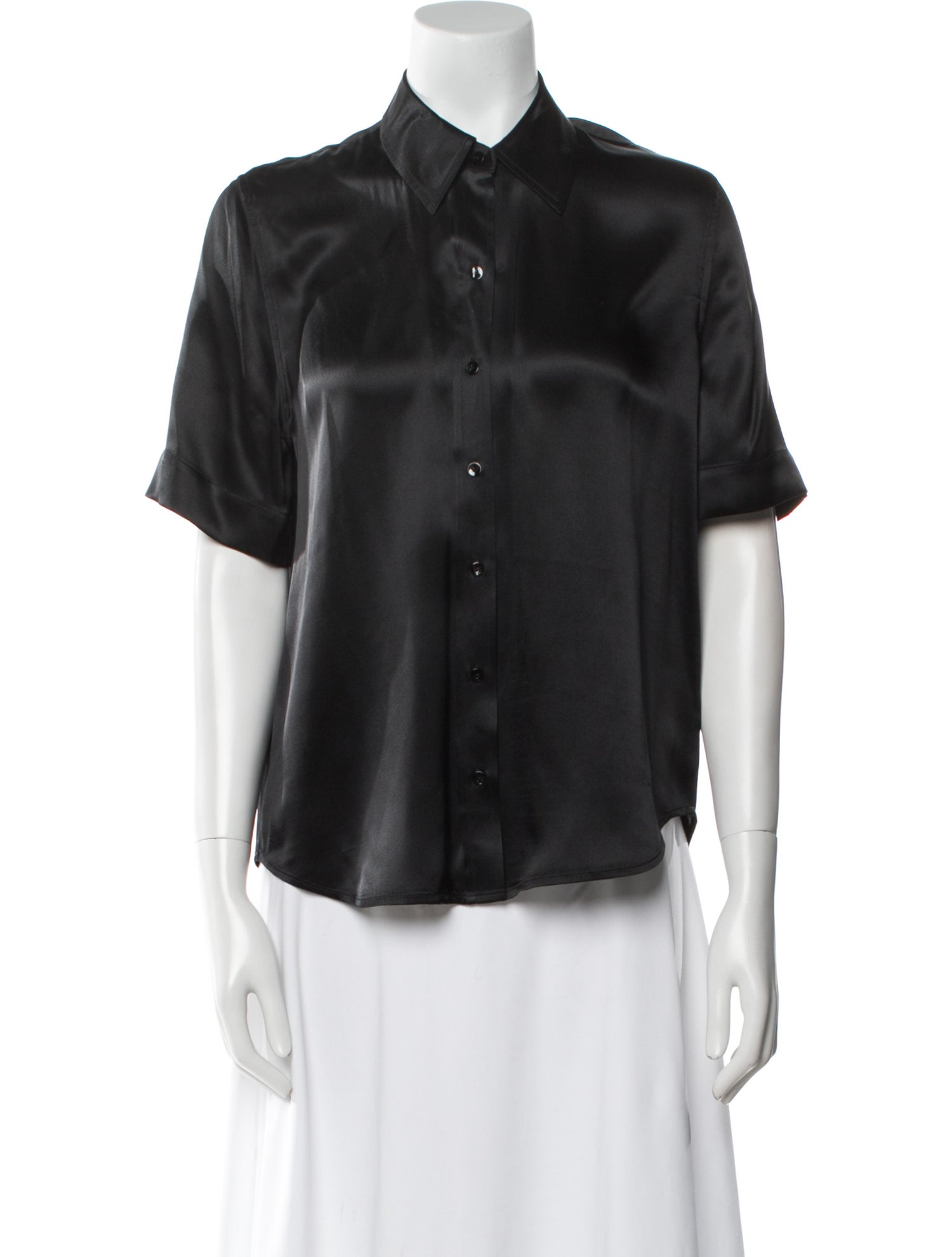 L'Agence Silk Short Sleeve Button-Up Top