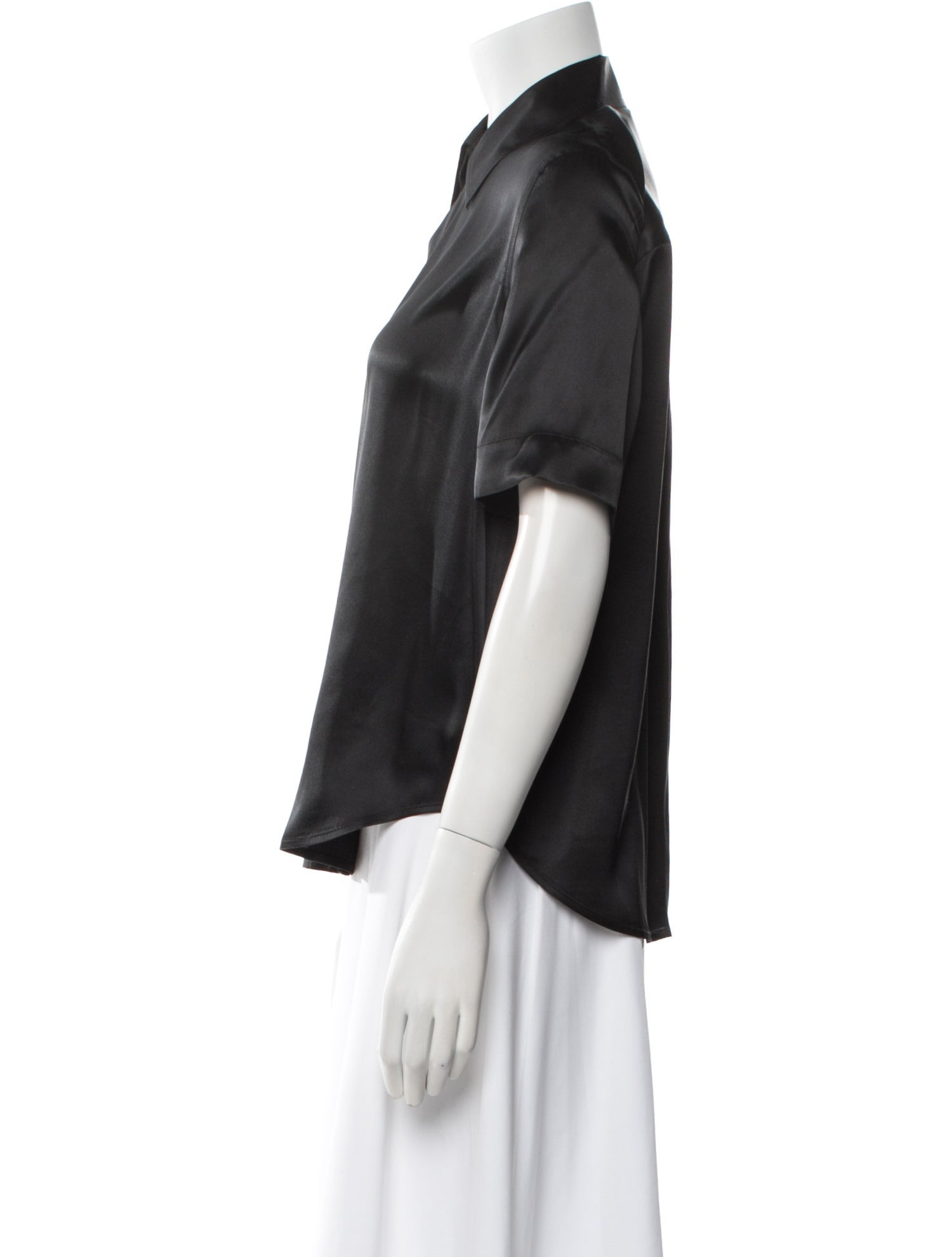 L'Agence Silk Short Sleeve Button-Up Top