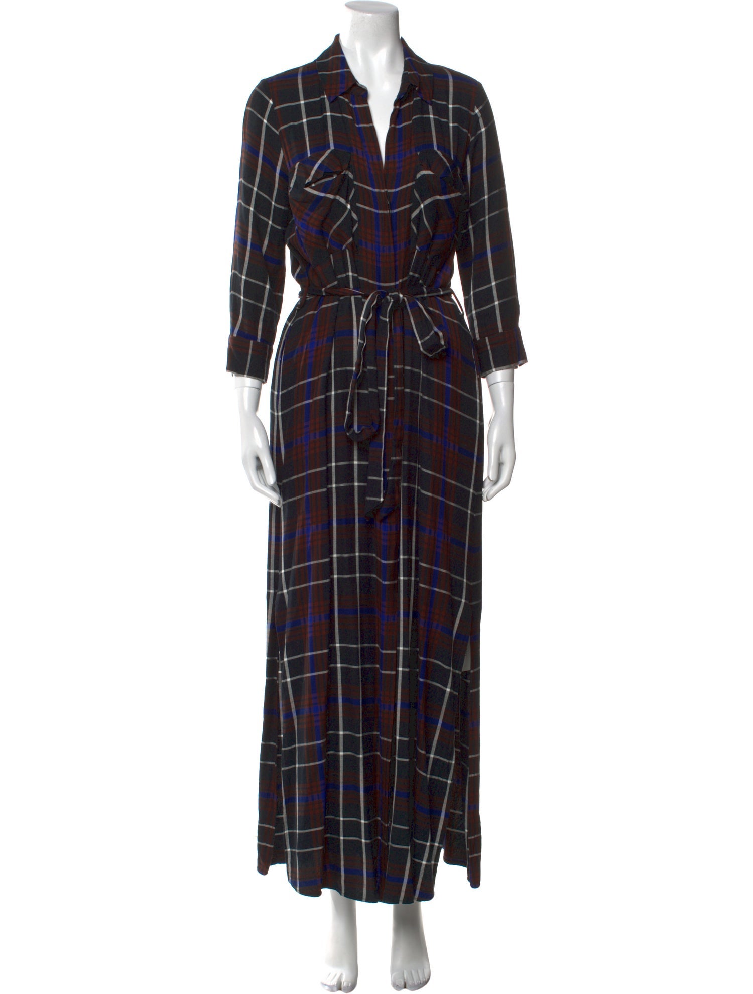 L'Agence Plaid Print Long Dress