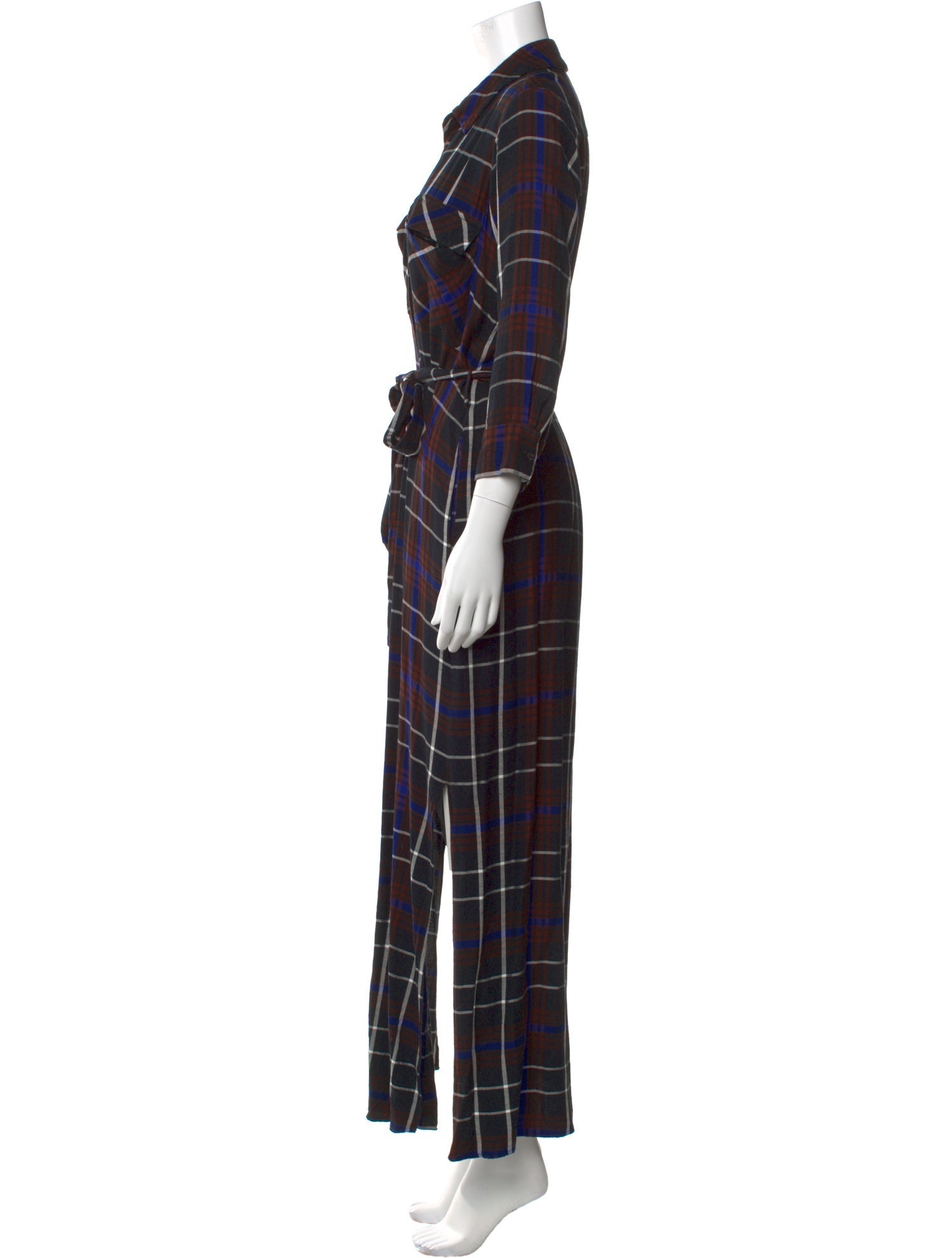 L'Agence Plaid Print Long Dress