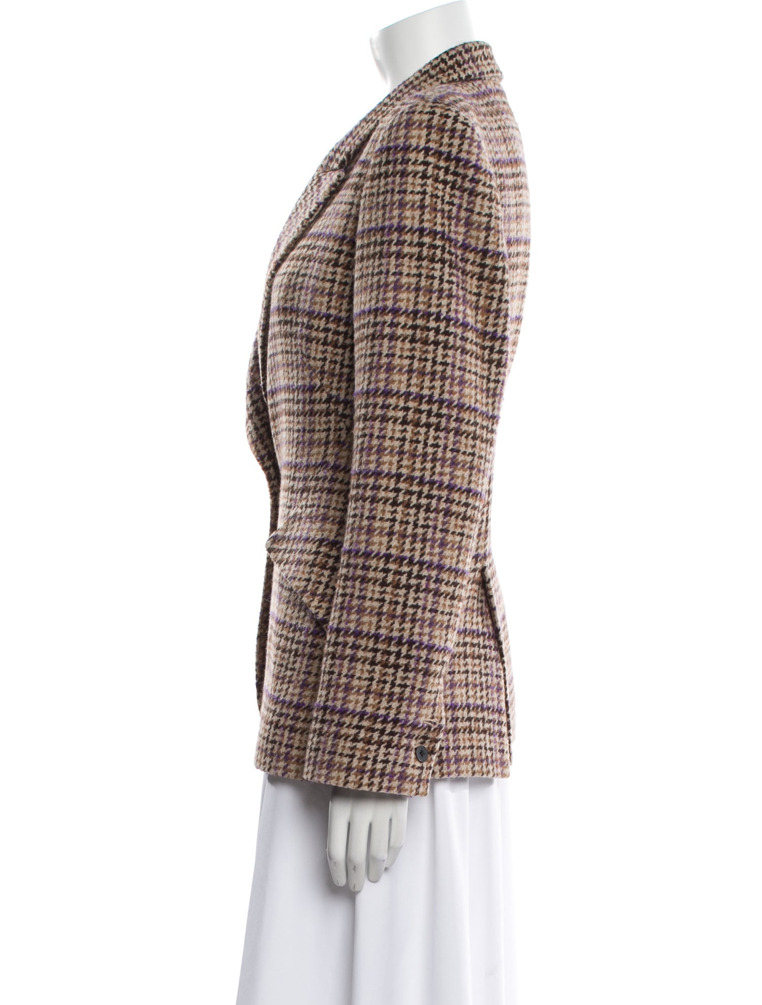 L'Agence Wool Plaid Print Blazer