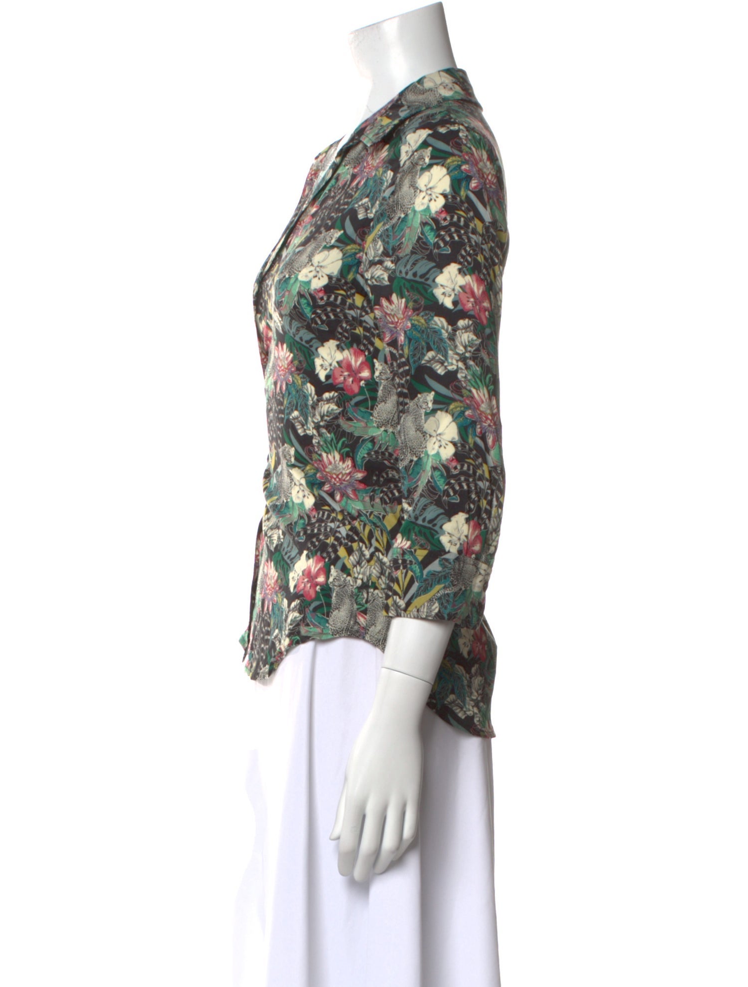 L'Agence Silk Floral Print Blouse