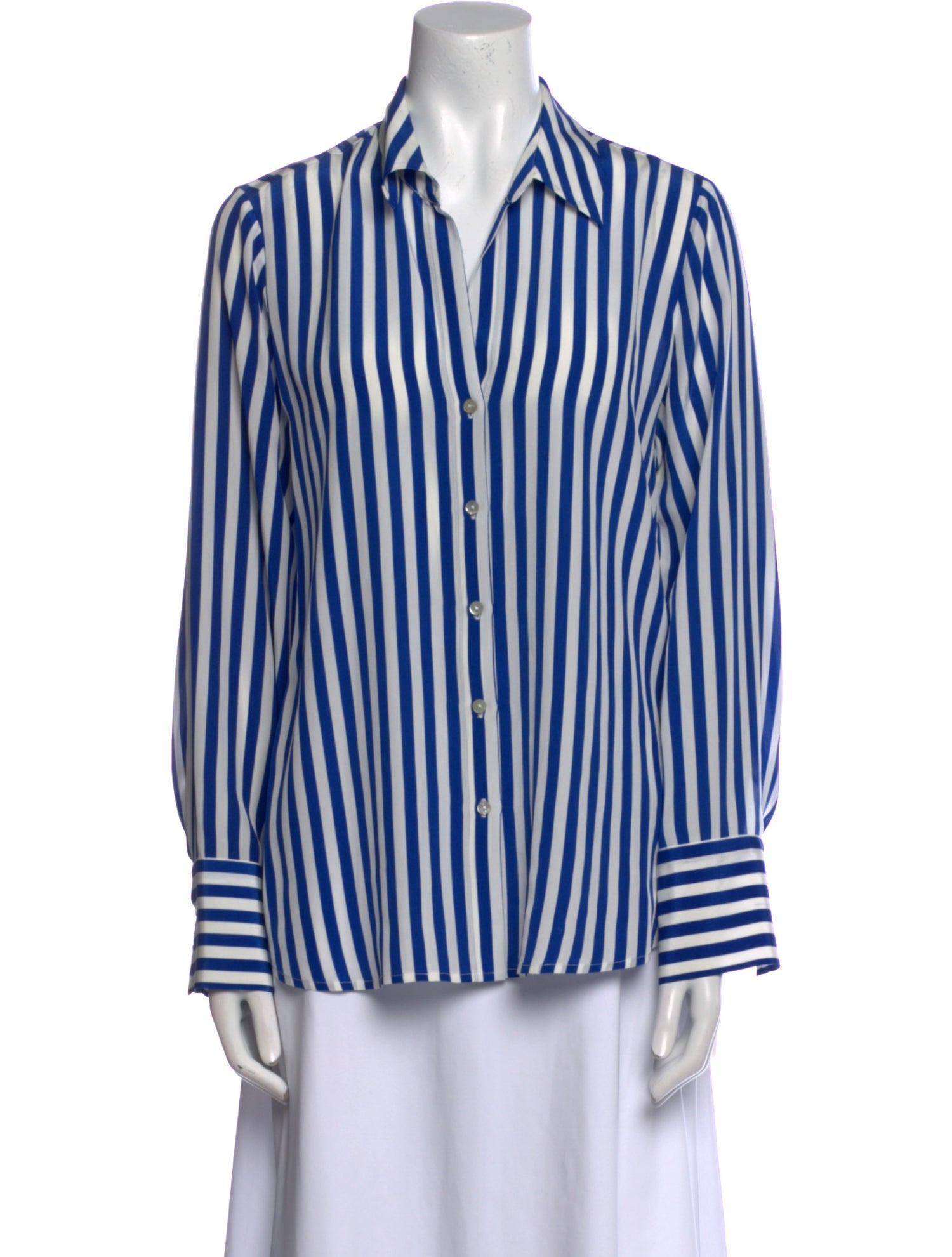 L'Agence Silk Striped Button-Up Top