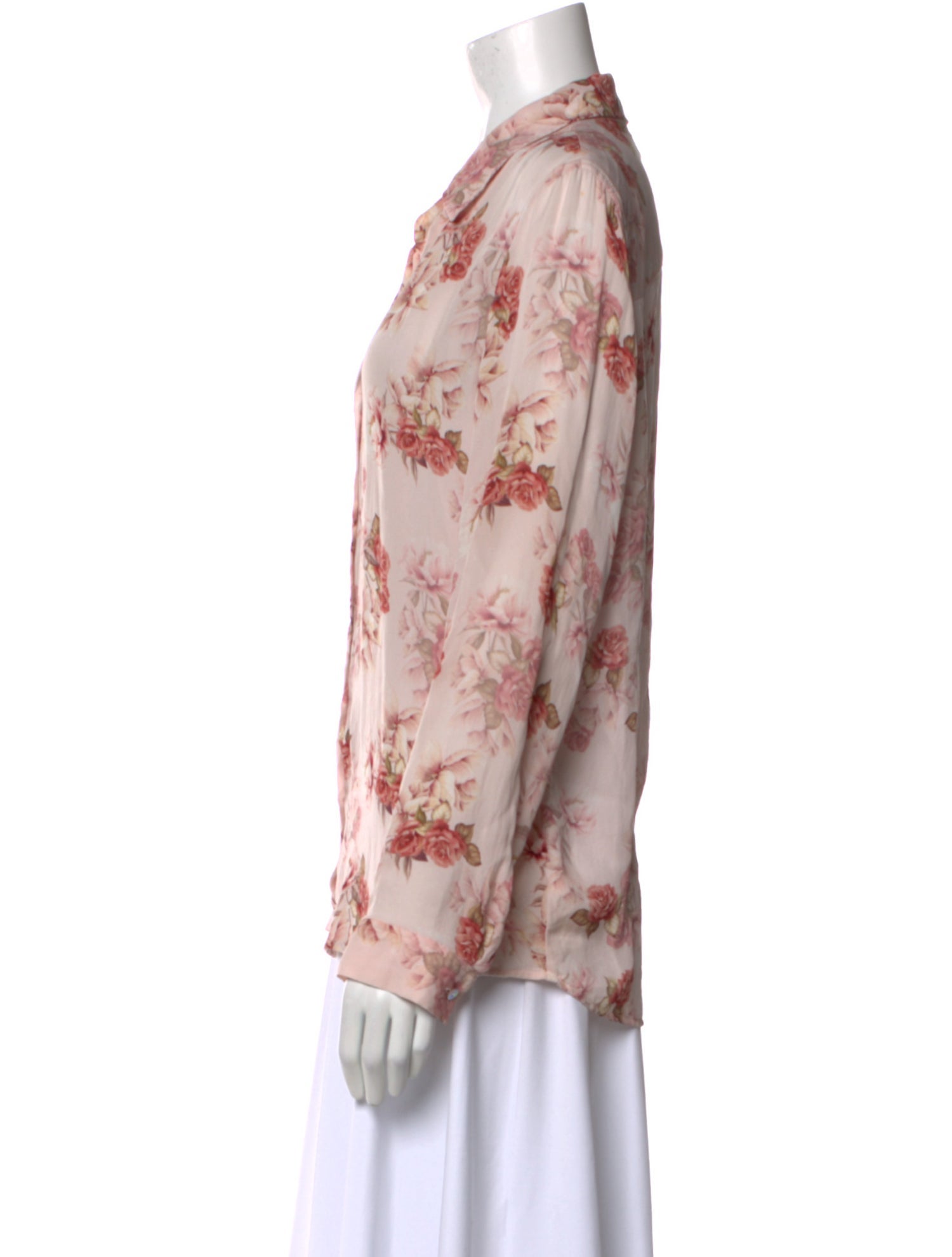 L'Agence Silk Floral Print Button-Up Top