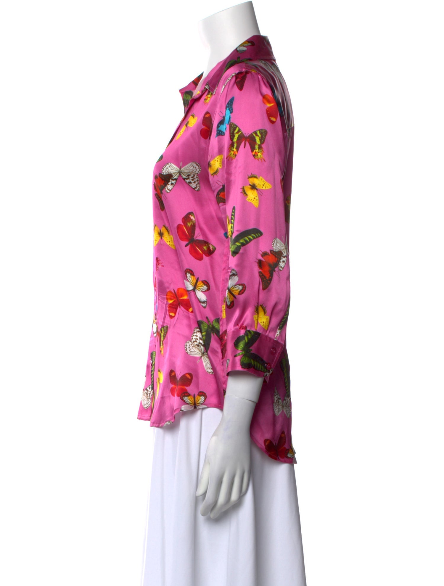 L'Agence Silk Printed Button-Up Top