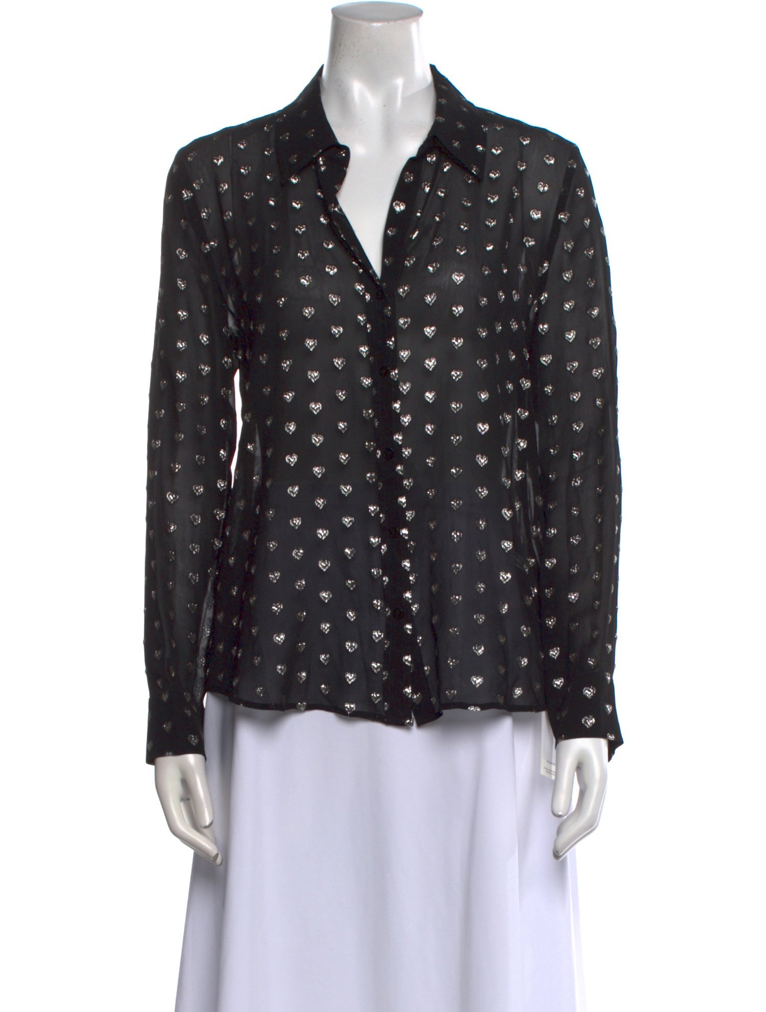 L'Agence Polka Dot Print Long Sleeve Button-Up Top