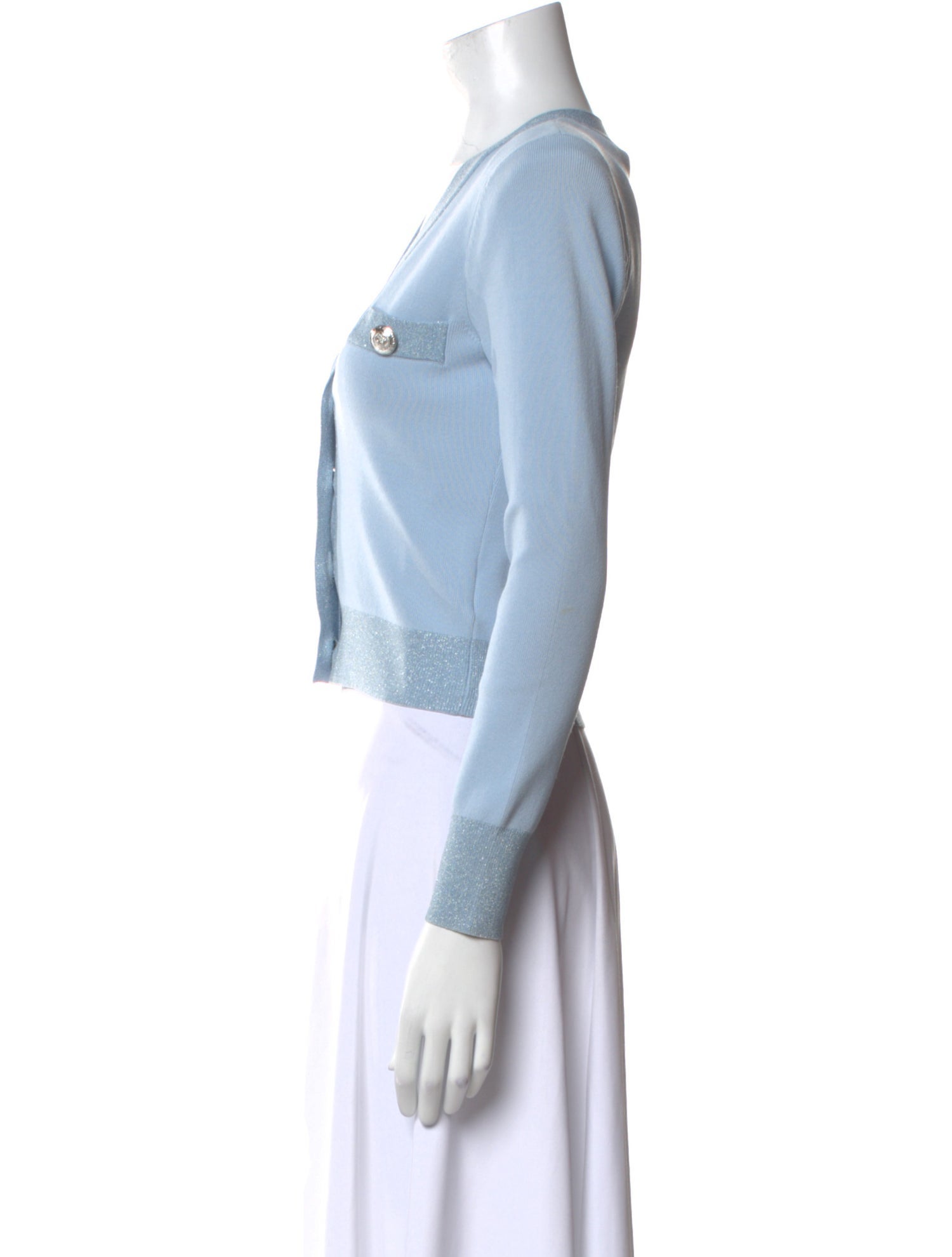 L'Agence V-Neck Long Sleeve Crop Top