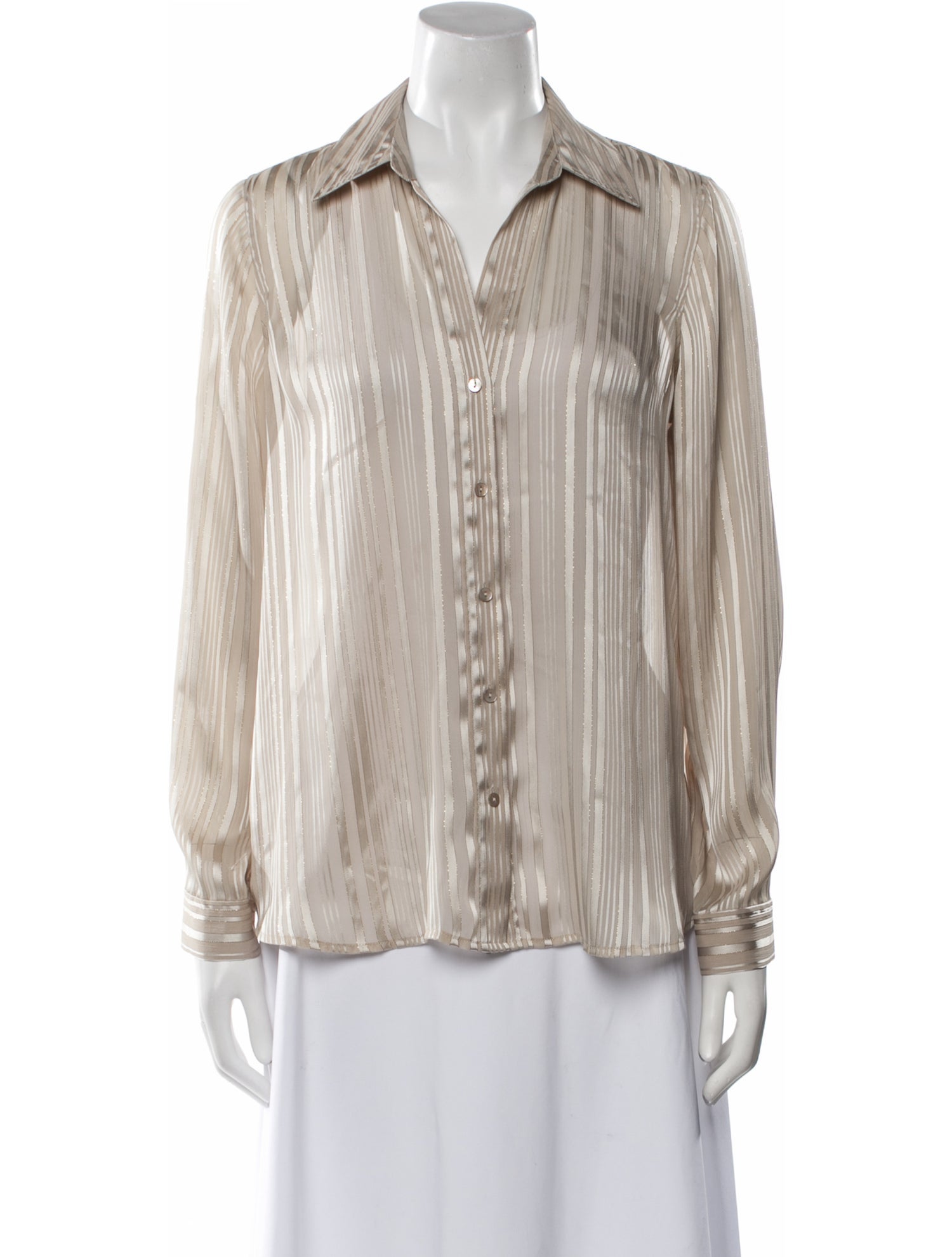 L'Agence Striped Long Sleeve Button-Up Top