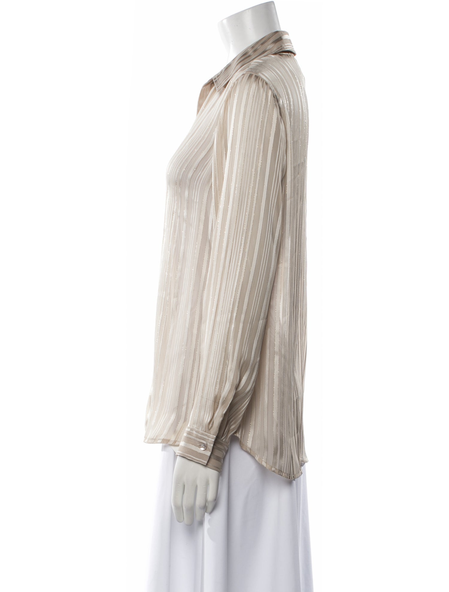 L'Agence Striped Long Sleeve Button-Up Top