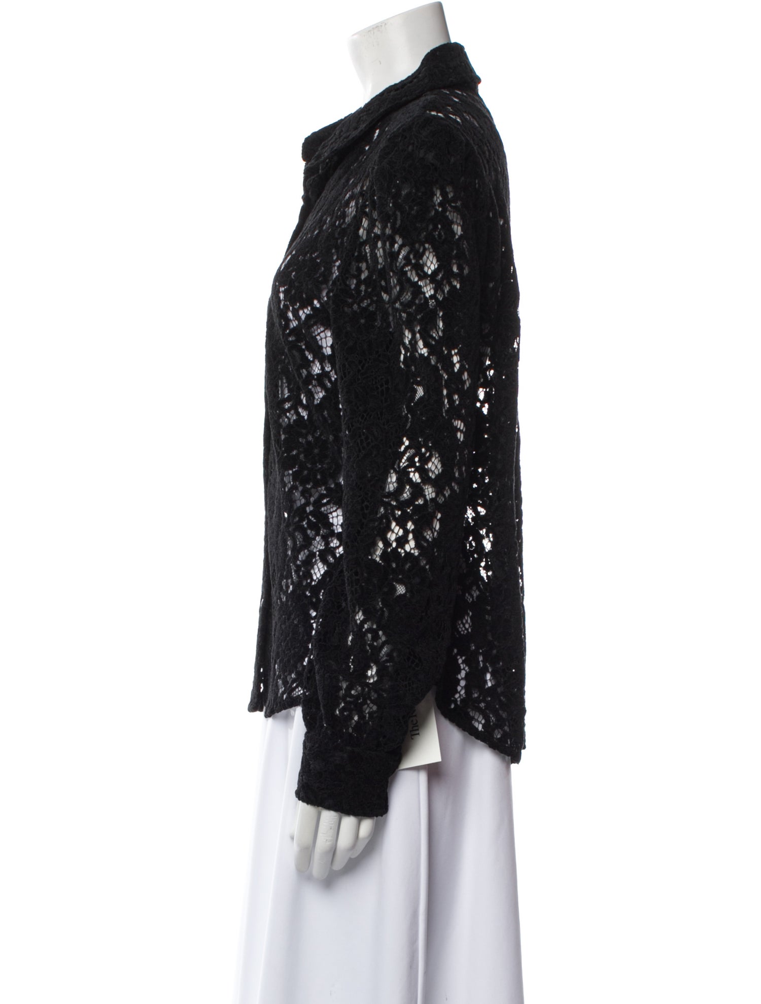 L'Agence Lace Pattern Long Sleeve Button-Up Top