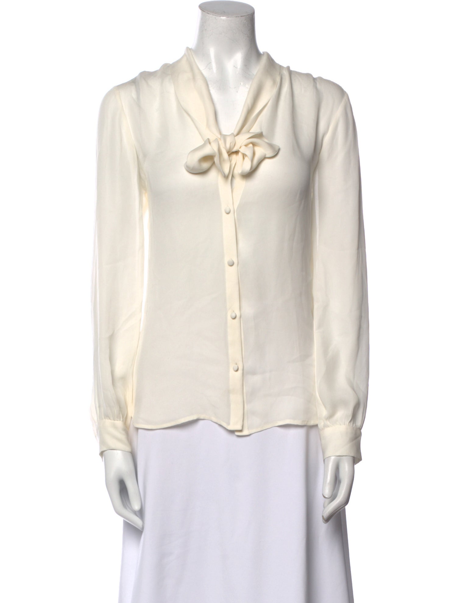 L'Agence Silk V-Neck Button-Up Top