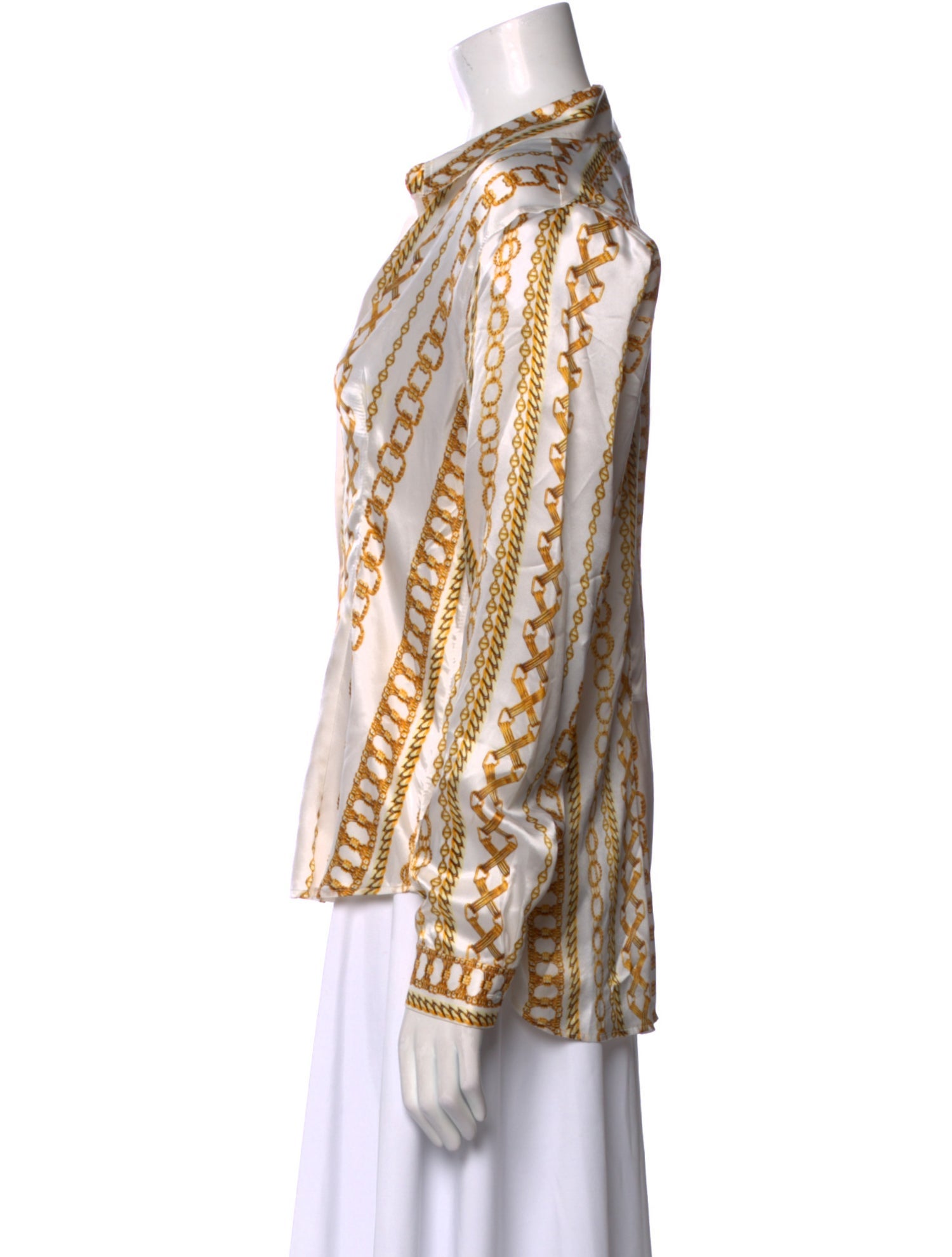 L'Agence Silk Printed Button-Up Top