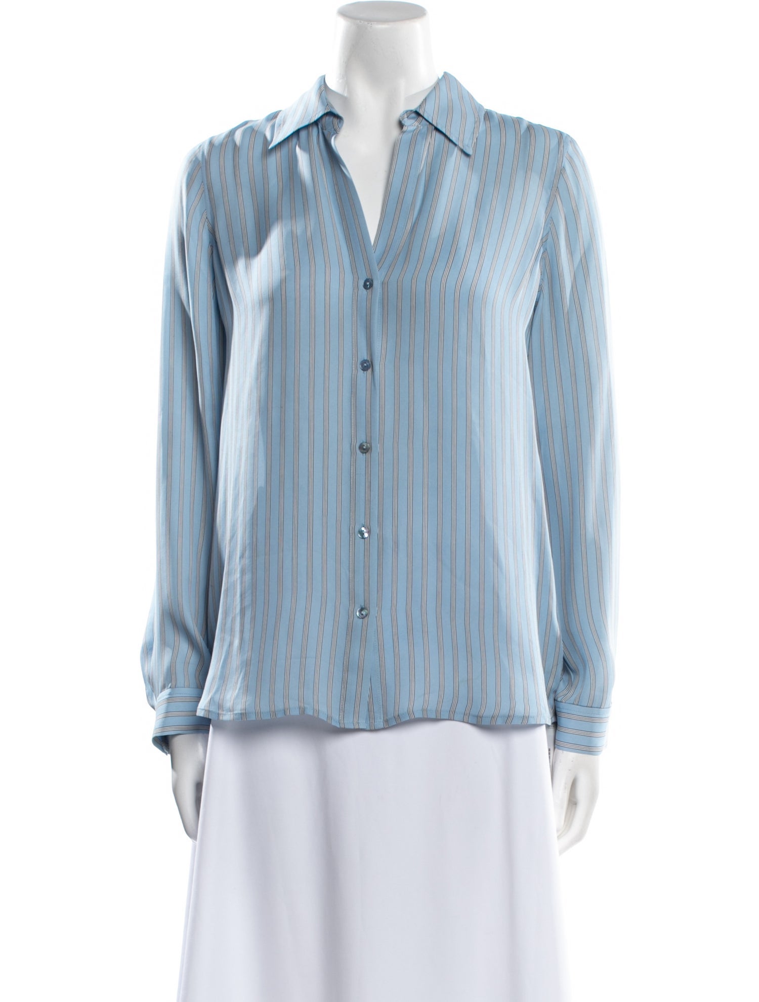 L'Agence Silk Striped Button-Up Top
